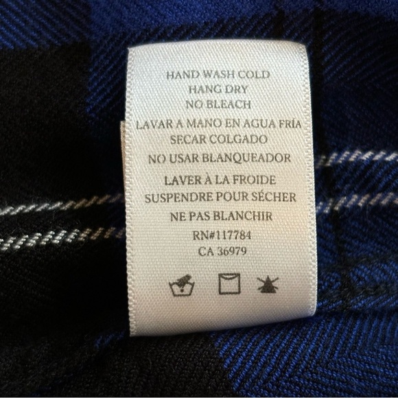 Rails Dylan Cobalt Tartan Plaid Button Down Cropped Shirt Small - Picture 11 of 12